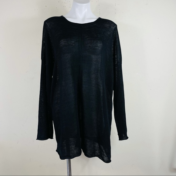 Eskandar 100% linen black oversized lagenlook drop shoulder sweater tunic top 0 - Picture 6 of 14